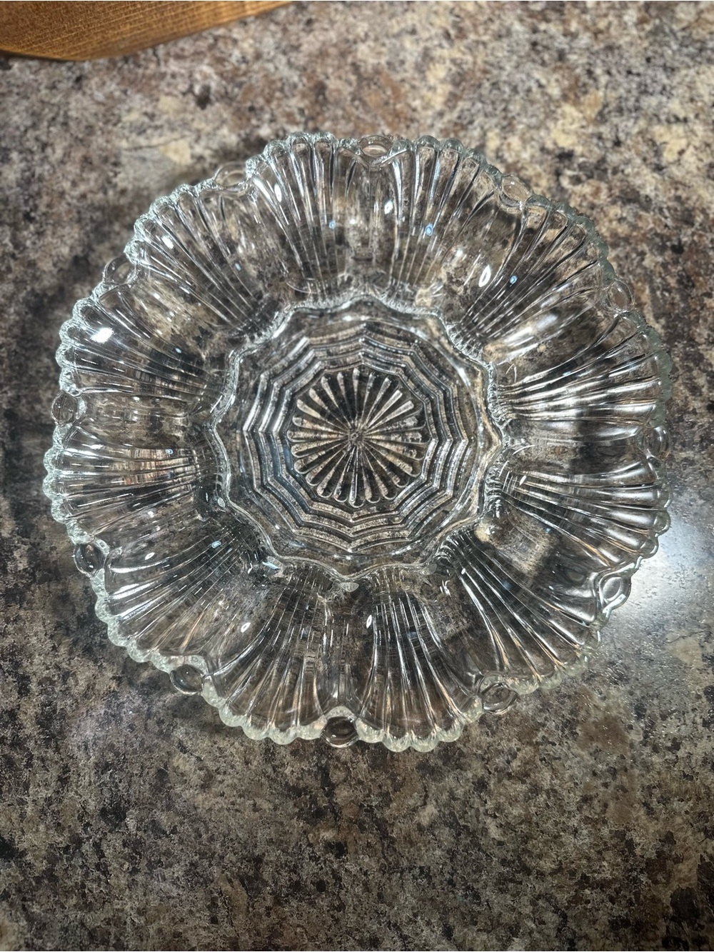 Vintage 1950s Anchor Hocking Presence 10" Round Clear Glass Egg/Oyster Plate